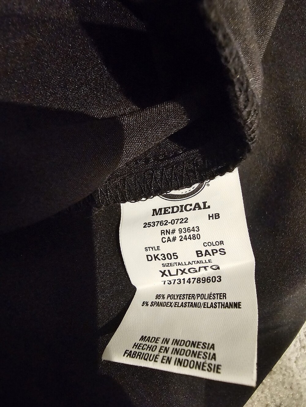 Women's Dickies EDS Black Snap Button Medical Scrub Jacket XL. - Picture 5 of 5